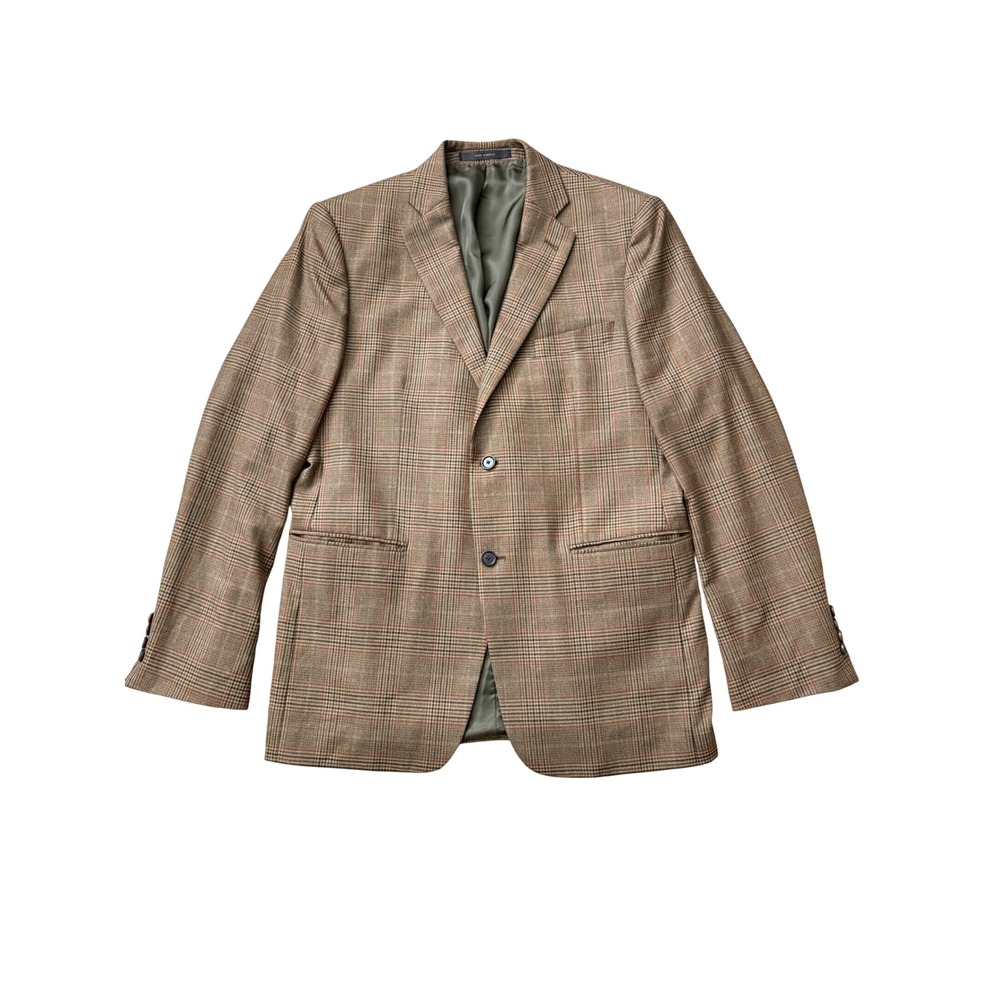 Loro Piana Super 130s Wool Blazer Brown Plaid Sport Coat Mens 42R SKU69